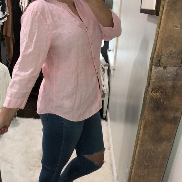 Hot Cotton size medium pink linen top - Picture 2 of 4